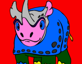 Disegno Rinoceronte  pitturato su andrea