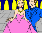 Disegno Principessa e principe al ballo  pitturato su ELI