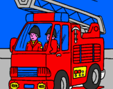 Disegno Camion dei Pompieri  pitturato su Gabriele