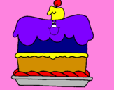 Disegno Torta di compleanno  pitturato su alessia