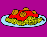 Disegno Spaghetti al ragù  pitturato su enrico