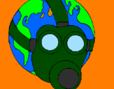 Disegno Terra con maschera anti-gas  pitturato su arianna