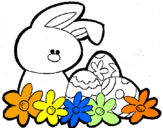 Disegno Coniglietto di Pasqua  pitturato su safa