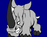 Disegno Rinoceronte II pitturato su valerio