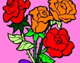 Disegno Mazzo di rose  pitturato su gaia  munaretto