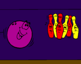 Disegno Boccia da bowling  pitturato su gioele