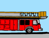 Disegno Camion dei pompieri con la scala pitturato su federico t