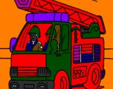 Disegno Camion dei Pompieri  pitturato su lorenzo