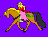 Disegno Principessa a cavallo di unicorno  pitturato su Sofia