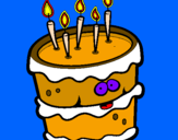 Disegno Torta di compleanno 2 pitturato su aika