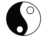 Disegno Yin e yang pitturato su viva icinesi