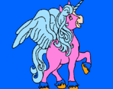 Disegno Unicorno con le ali  pitturato su gio