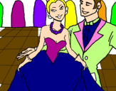 Disegno Principessa e principe al ballo  pitturato su Vittoria
