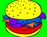 Disegno Hamburger completo  pitturato su fabio