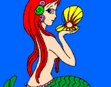Disegno Sirena e perla  pitturato su ELISA