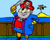 Disegno Pirata a bordo  pitturato su sara