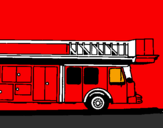 Disegno Camion dei pompieri con la scala pitturato su irene