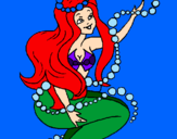 Disegno Sirena tra mille bollicine  pitturato su LUCREZIA