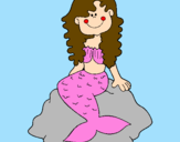 Disegno Sirena seduta su una roccia  pitturato su matilde bucci