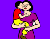 Disegno Bacio materno  pitturato su sabrina mignucci