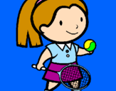 Disegno Ragazza che gioca a tennis  pitturato su viola