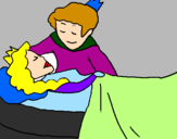 Disegno La principessa addormentata e il principe  pitturato su rebecca