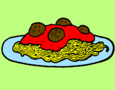 Disegno Spaghetti al ragù  pitturato su angy