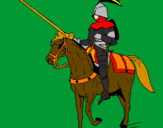 Disegno Cavallerizzo a cavallo  pitturato su CAVALIERE