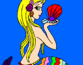 Disegno Sirena e perla  pitturato su Francesca Belmonte 
