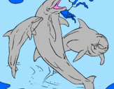 Disegno Delfini che giocano  pitturato su LUIGI