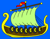 Disegno Barca vikinga  pitturato su awlin