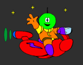 Disegno Marziano sulla moto spaziale  pitturato su jojo