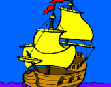 Disegno Barca  pitturato su awlin