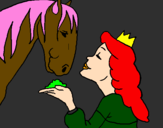 Disegno Principessa e cavallo  pitturato su SOFIA BELLINI
