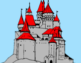 Disegno Castello medievale  pitturato su laviero