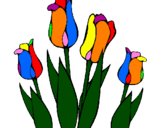 Disegno Tulipani  pitturato su gaia e giada
