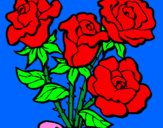 Disegno Mazzo di rose  pitturato su adele