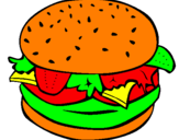 Disegno Hamburger completo  pitturato su pincopallino