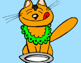Disegno Gatto che mangia  pitturato su Sofia03rom.