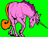 Disegno Unicorno brado  pitturato su lila