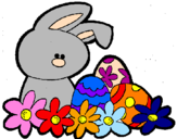 Disegno Coniglietto di Pasqua  pitturato su ale :)