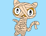 Disegno Mummia gatto scaraboechio pitturato su gigi