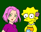 Disegno Sakura e Lisa pitturato su hassan