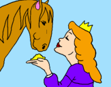 Disegno Principessa e cavallo  pitturato su carlotta