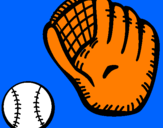 Disegno Guanto da baseball e pallina pitturato su baseball