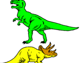 Disegno Triceratops e Tyrannosaurus Rex pitturato su antonio