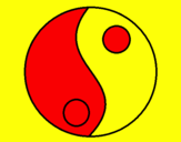 Disegno Yin e yang pitturato su due