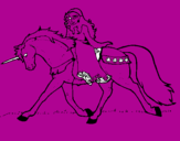 Disegno Principessa a cavallo di unicorno  pitturato su due