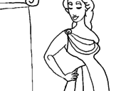 Disegno Giovane greca  pitturato su matilde bucci