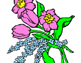 Disegno Mazzo di fiori pitturato su sara